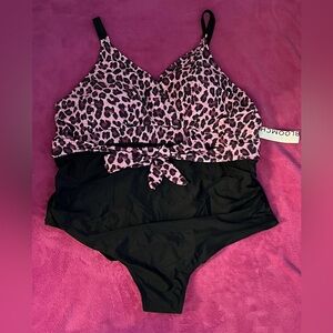 Bloom Chic Pink Leopard Print Bathing Suit size:6x(30)